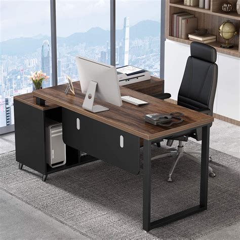 tribesigns   large executive office desk  shaped computer desk