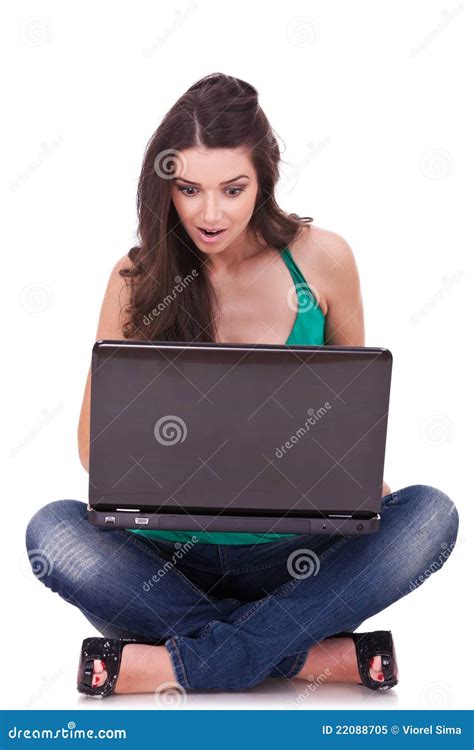 excited college student  laptop stock image image  beautiful entertainmant
