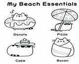 Coloring Pages Pusheen Beach Essentials Online Printable Color Info sketch template