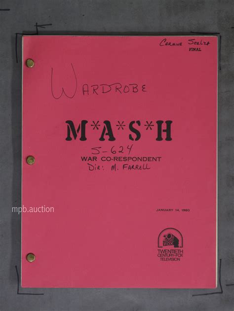 mash war  respondent  original film script  sale
