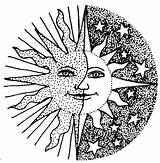 Sun Moon Half Coloring Drawing Pages Pattern Sheets Book Trippy Drawings Tattoo Adult Face Printable Tattoos Rubber Getdrawings Flower Visit sketch template