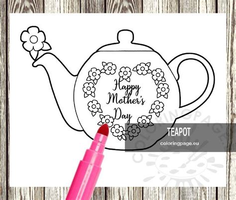 teapot shaped card template coloring page