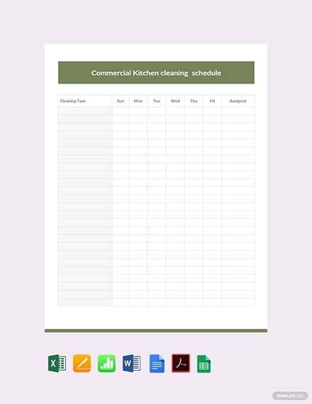 commercial kitchen cleaning checklist printable dandk organizer