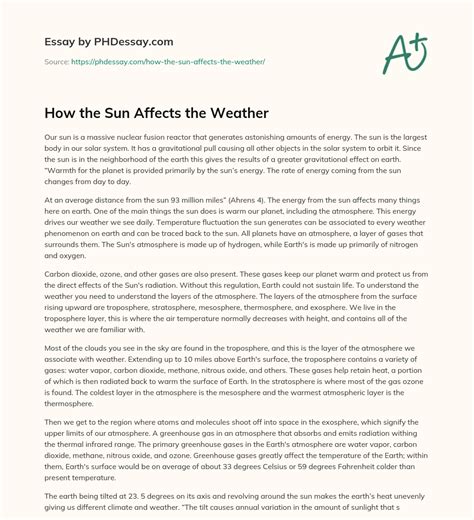 sun affects  weather phdessaycom