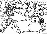 Winter Coloring Pages Kids Coloring4free Printable Playing sketch template