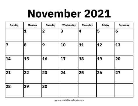 november  calendars  printable pdfs