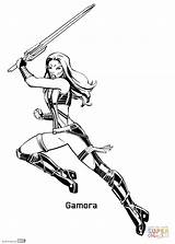 Coloring Guardians Galaxy Gamora Pages Printable Drawing Characters sketch template