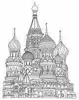 Coloring Pages Cathedral Basil Saint Moscow Choose Board Adult sketch template