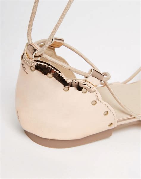 Asos Asos Lordship Lace Up Pointed Ballet Flats At Asos