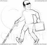 Blind Man Clipart Cane Briefcase Illustration Happy Royalty Vector Perera Lal sketch template