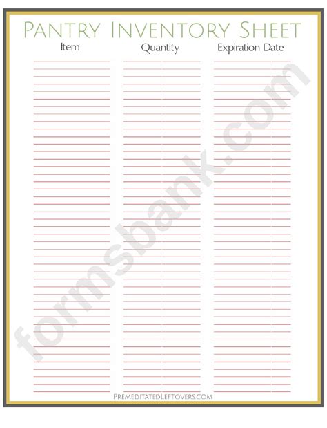 pantry inventory sheet printable