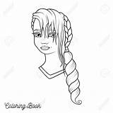 Hair Braided Coloring Drawing Girl Book Getdrawings sketch template
