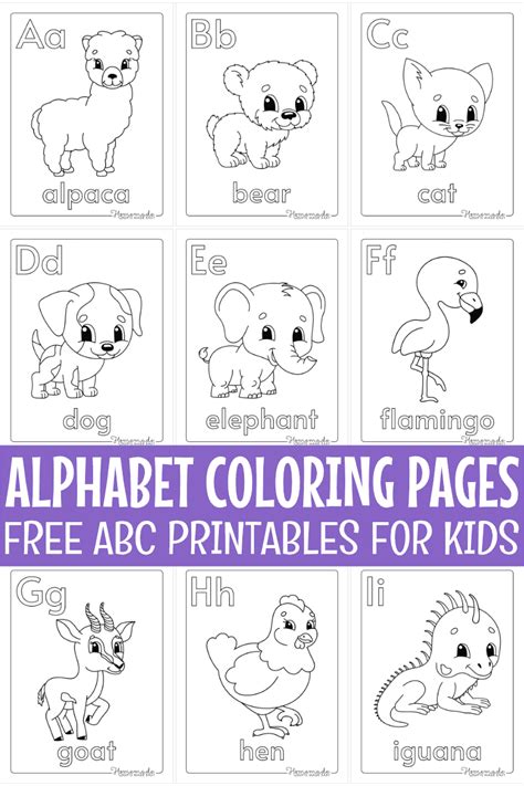 printable alphabet coloring pages  kids
