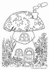 Coloring Forest Pages Enchanted Mushroom Adult Colouring House Printable Garden Book Visit sketch template