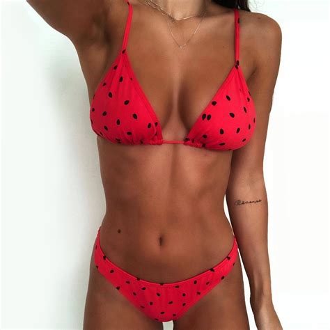 sexy fashion women style dots bikinis new print tops bottoms bikini set
