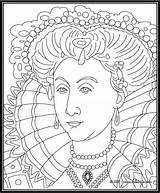 Coloring Pages Elizabeth British Queen Colouring Royals Queens Kids Color Victoria Emlem Victorian Maiden Court Getcolorings sketch template