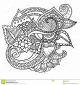Artistic Patterned Ornamental Ethnic Drawn Floral Frame Hand Coloring Preview Mandala sketch template