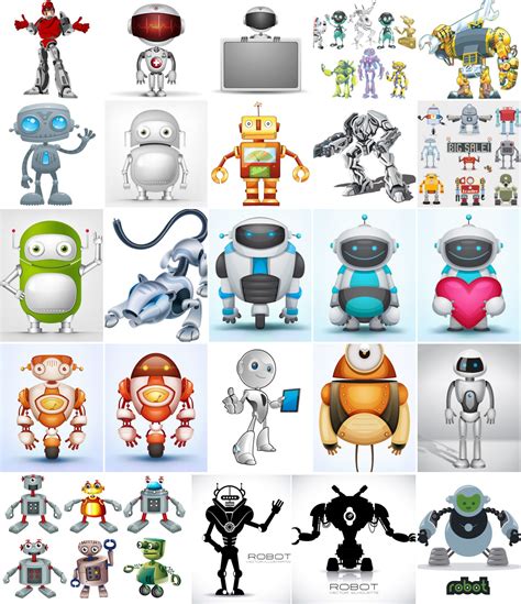 Cartoon Robots Templstes Vectors In 2019 Robot