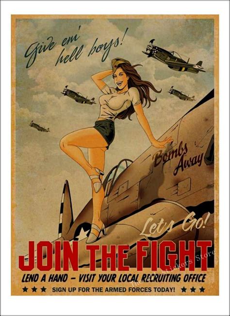 World War Ii Pinup Girls Classic Retro Kraft Paper Poster Sexy Girl