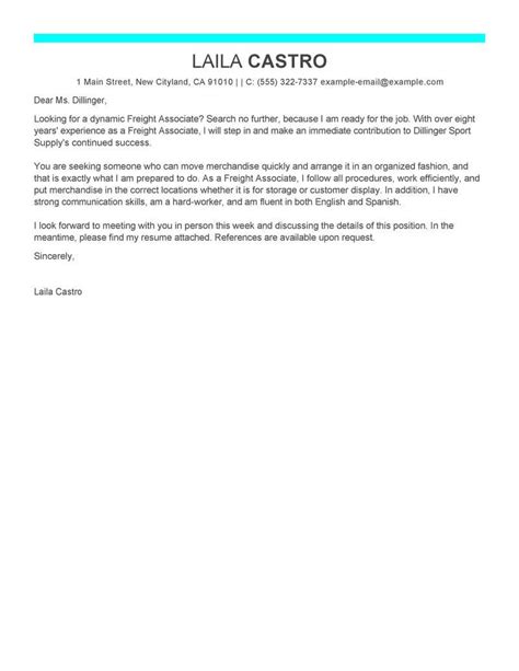 outstanding freight associate cover letter examples templates