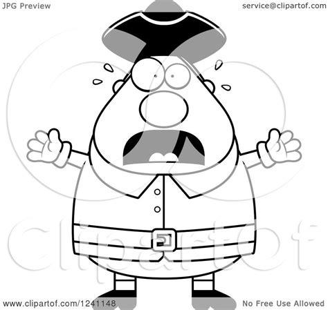 Clipart Of A Black And White Scared Screaming Chubby