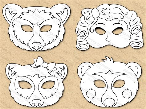 goldilocks    bears masks printable coloring papa bear