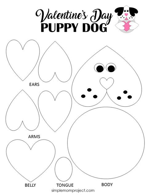 printable cut  paste heart dog craft valentine art projects