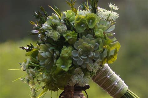 Green Silk Hops Bridal Boho Bouquet Faux Succulent Hand Tied Etsy