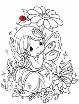 Coloring Fairy Pages Color Fairies Cute Printable Kids Colouring Moments Precious Adult Flowers Butterfly Digi Stamps Book Colour Girl Flower sketch template