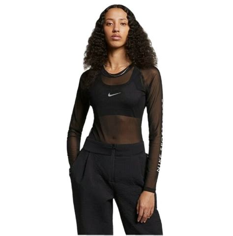 Womens M Nike Tight Fit Bodysuit Body Suit Sheer Mesh See Through 1