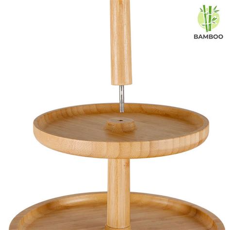 etagere  laags hoge kwaliteit bamboe hout houten hapjesschaal blokker