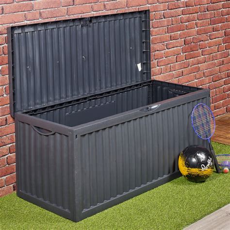litre outdoor storage box garden patio plastic chest lid container multibox ebay