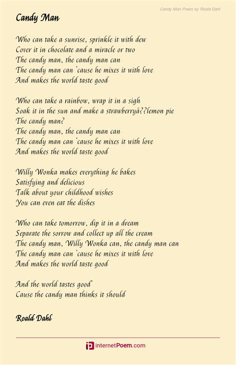 Roald Dahl Candy Man Poem