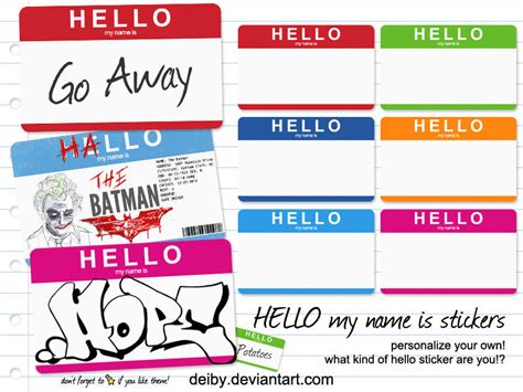 Hello My Name Is Stickers By Deiby On Deviantart
