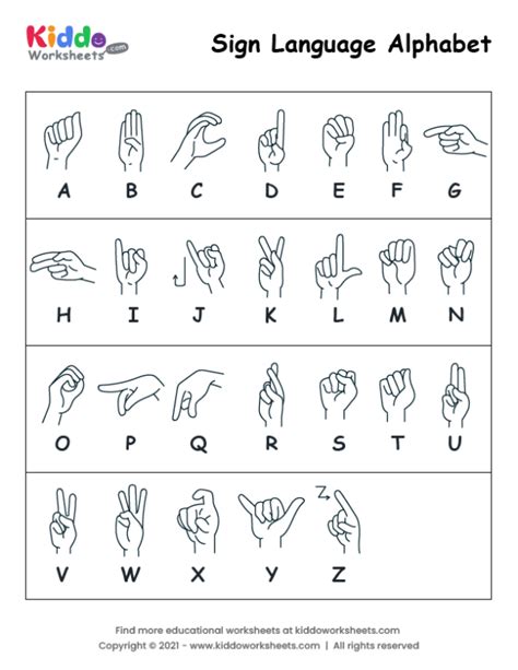 sign language picture printable  printable worksheet
