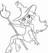 Witch Coloring Pages Scary Getcolorings Halloween sketch template