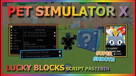pet simulator  script pastebin  update lucky blocks auto farm lucky block sniper work