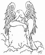Angel Tattoo Tombstone Tattoos Weeping Flash Designs Girl Angels Drawing Outline Drawings Over Traditional Stencil Stencils Tombstones Visit Flash2 Choose sketch template