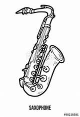 Saxophone Coloring Instruments Musical Drawing Vector Alto Book Children Illustration sketch template