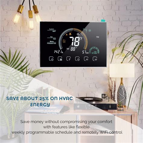 weekly programmable smart wall mounted furnace thermostat