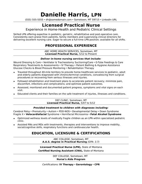 sample lpn resume  grad nursing resume nursing resume examples