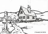 Old Country Drawing House Line Houses Drawings Drawn Ink Sketch Deviantart Kendall Large Pen Painting Coloring Visit sketch template