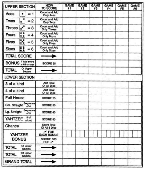 printable yahtzee sheets learning printable