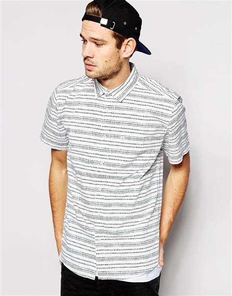 quiksilver shirt  horizontal print modern fit short sleeves  asoscom camisa manga corta