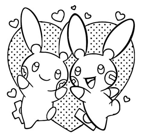 coloring page pokemon valentines day plusle