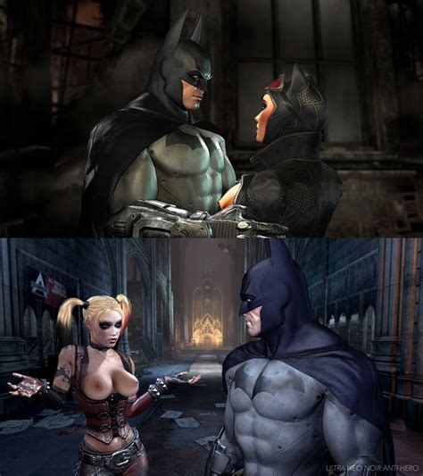 image 512198 batman batman arkham city bruce wayne catwoman dc harley quinn