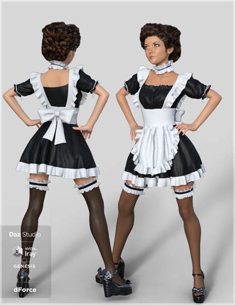dforce french maid servant outfit for genesis 8 female s daz 3d