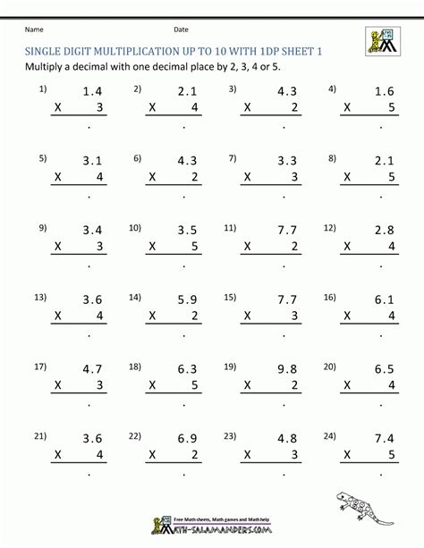 math worksheets grade  multiplication