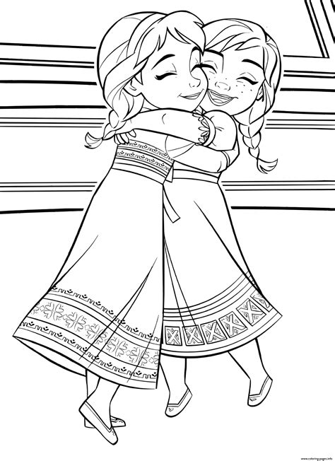 baby kids elsa anna frozen  coloring page printable
