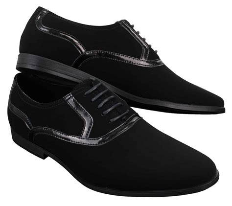 mens laced black shoes smart casual suede shiny patent leather trim buy  happy gentleman